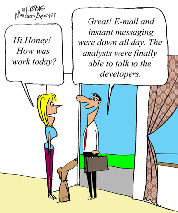 Humor - Cartoon: When do Business Analysts talk to Developers?